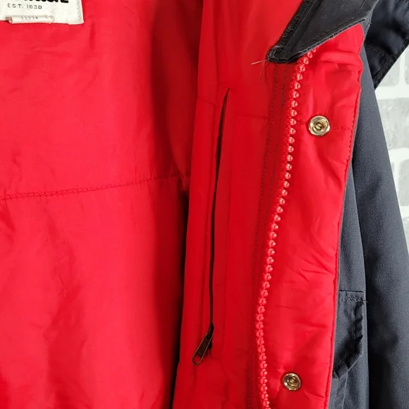 Woolrich Vintage Made in USA Blue Parka Jacket Winter Coat Mens Size XL Long